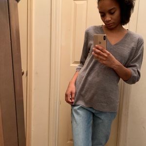 Grey V Neck Sweater